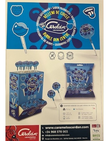 CHUPA PINTA C/CHICLE FRAMBUESA 6x100