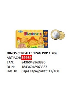 DINOSAURIOS CEREALES 1,20  10x124 GRS.