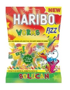WORMS SOUR HALAL HARIBO 80 GRS. 18U