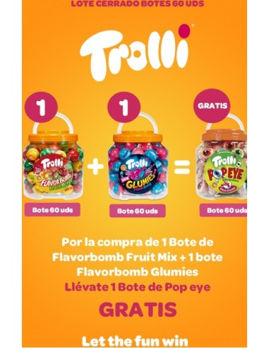 LOTE TROLLI 85 U. 2+1 FRUIT+GLUMIES+POP EYE