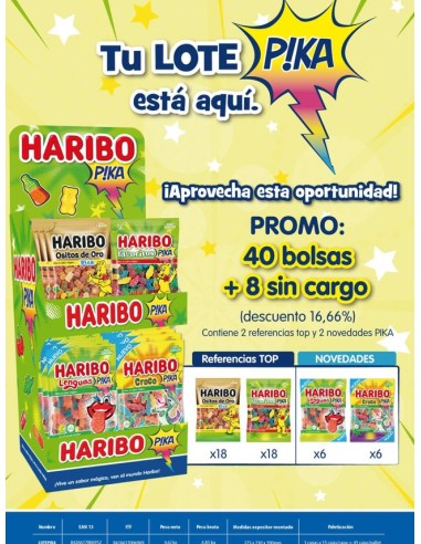 EXPOSITOR HARIBO PIKA 100 GRS. 40+8