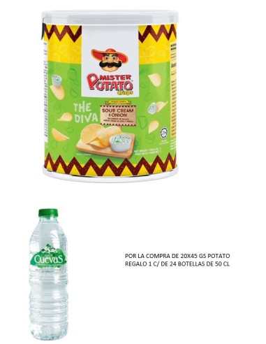 MISTER POTATO SOUR CREAM BOTE 20x45 G. + AGUA  S/C
