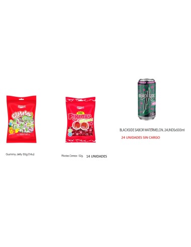 LOTE GUMMY 55G + PIKOTAS 52G + BLACKSIDE S/C