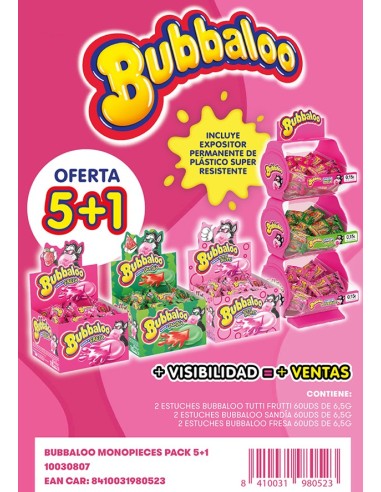 PACK BUBBALOO MONOPIEZA 5+1