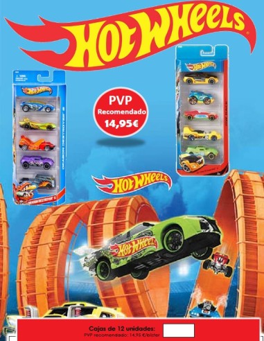 SOBRES 3D HOT WHEELS PACK-5  12 U.