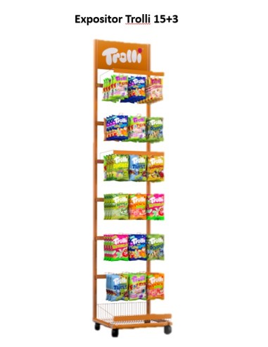 EXPOSITOR TROLLY BOLSITAS 100 GRS 15+3